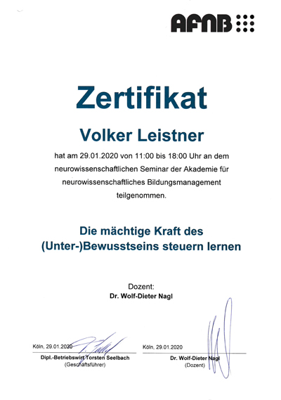 Zertifikat Unterbewusstsein
